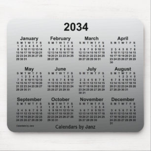 Alfombrilla De Ratón Calendario blanco desvanecido de 2034 por Janz