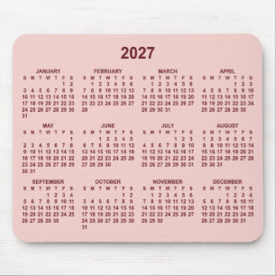 Alfombrilla De Ratón Calendario Blush Burgundy 2027