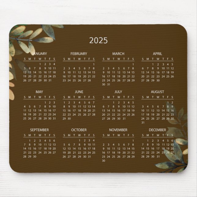 Alfombrilla De Ratón Calendario Botánico 2025 simple y elegante | Alfom (Frente)