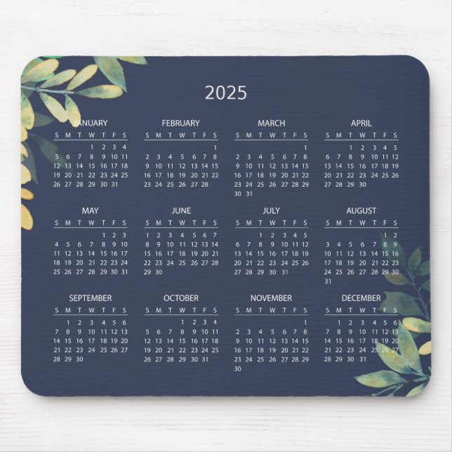 Alfombrilla De Ratón Calendario Botánico 2025 simple y elegante | Alfom (Frente)