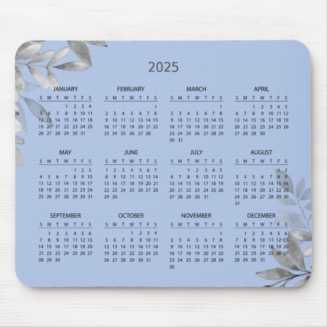 Alfombrilla De Ratón Calendario Botánico 2025 simple y elegante | Alfom (Frente)
