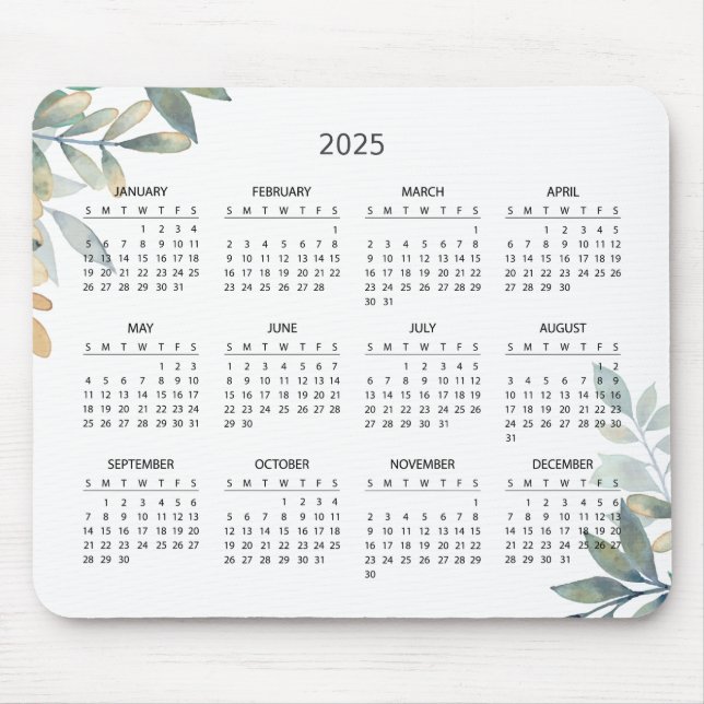Alfombrilla De Ratón Calendario Botánico 2025 simple y elegante | Alfom (Frente)