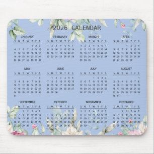 Alfombrilla De Ratón Calendario Botánico Simple y Elegante 2026   Alfom