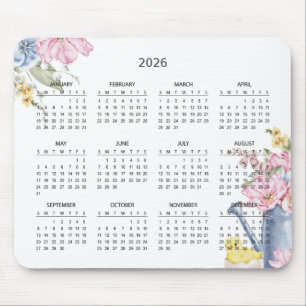 Alfombrilla De Ratón Calendario Botánico Simple y Elegante 2026   Alfom