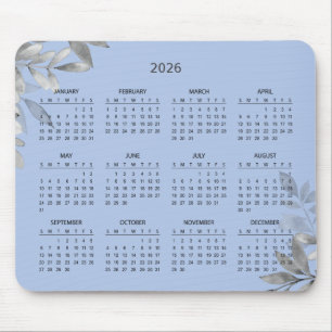 Alfombrilla De Ratón Calendario Botánico Simple y Elegante 2026 Alfom