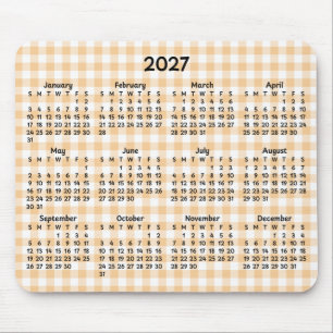 Alfombrilla De Ratón Calendario caprichoso de Gingham melocotón pálido