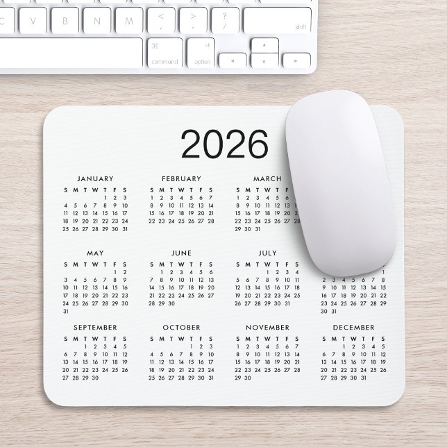 Alfombrilla De Ratón Calendario Clásico Simple Blanco Y Negro 2024 (Subido por el creador)