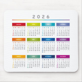 Alfombrilla De Ratón Calendario Colorido 2026 - Colores Arcoíris 3 Colu
