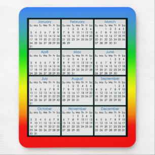 Alfombrilla De Ratón Calendario colorido del Ratón-cojín para 2016