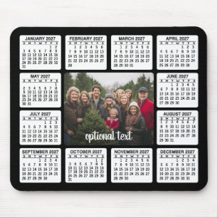 Alfombrilla De Ratón Calendario con foto en blanco negro central