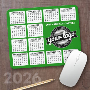 Alfombrilla De Ratón Calendario con logotipo y texto - Verde y blanco