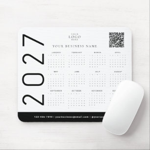 Alfombrilla De Ratón Calendario Corporativo Logo Empresarial Blanco Neg