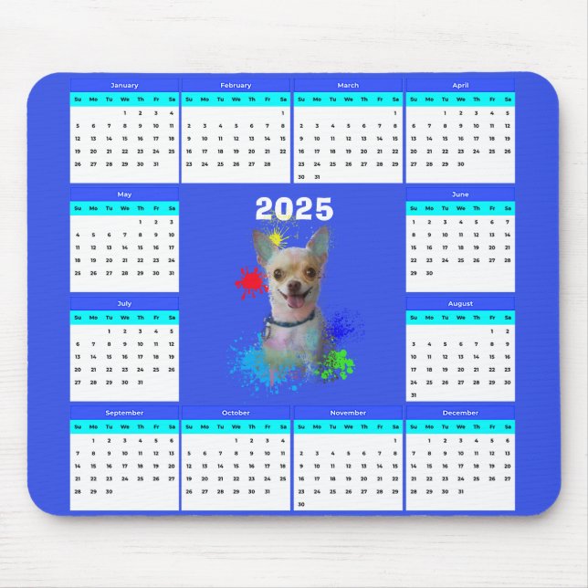 Alfombrilla De Ratón Calendario Cute Chihuahua personalizable para perr (Frente)
