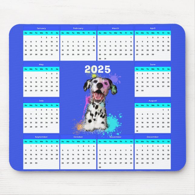 Alfombrilla De Ratón Calendario Cute Dalmatiano Personalizable (Frente)
