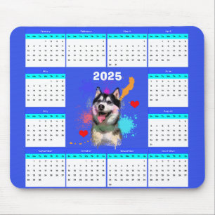 Alfombrilla De Ratón Calendario Cute Siberian Husky Dog personalizable