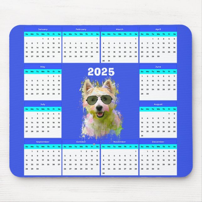 Alfombrilla De Ratón Calendario Cute Westig personalizable (Frente)