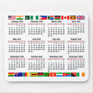 Alfombrilla De Ratón Calendario de 12 meses del año 2025