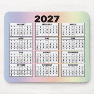 Alfombrilla De Ratón Calendario de 12 meses para 2027 en Arcoíris