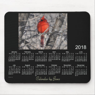 Alfombrilla De Ratón Calendario de 2018 cardenales por el cojín de
