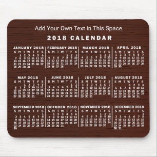 Alfombrilla De Ratón Calendario de 2018 (consulte Descripción de la nue
