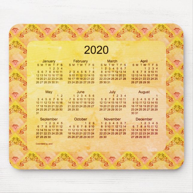 Alfombrilla De Ratón Calendario de 2020 del Relieve metalizado Janz Art (Frente)