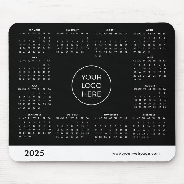 Alfombrilla De Ratón Calendario de 2025 Negra Mouse Pad (Frente)
