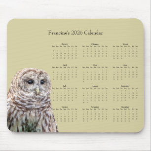 Alfombrilla De Ratón Calendario de 2026 del búho barred en el valle de 