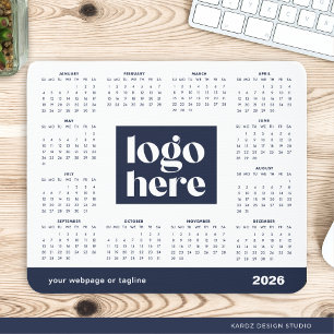 Alfombrilla De Ratón Calendario de 2026 Logotipo Empresarial Azul Marin
