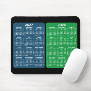 Alfombrilla De Ratón Calendario de 2 años - vista anual verde azul 2027