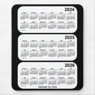Alfombrilla De Ratón Calendario de 3 años en blanco y negro 2024-2026,