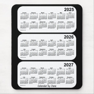 Alfombrilla De Ratón Calendario de 3 años en blanco y negro 2025-2027,