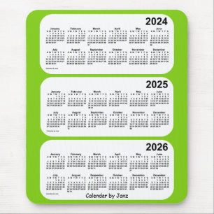 Alfombrilla De Ratón Calendario de 3 años verde amarillo 2024-2026, de 