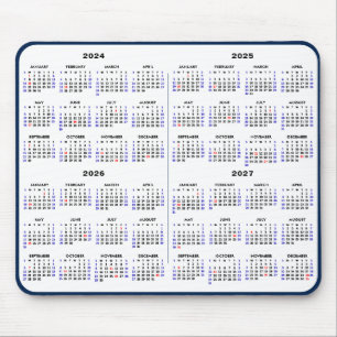 Alfombrilla De Ratón Calendario de 4 años 2024 - 2027 Festividad simple