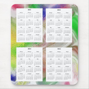 Alfombrilla De Ratón Calendario de 4 años con fondo de diseño de colore