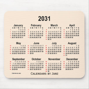 Alfombrilla De Ratón Calendario de 52 semanas de la época blanca 2031,