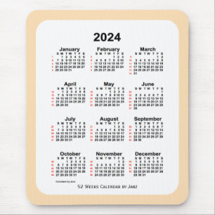 Alfombrilla De Ratón Calendario de 52 semanas de trigo de 2024 de Janz