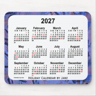 Alfombrilla De Ratón Calendario de arte de vacaciones azules de 2027, d