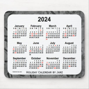 Alfombrilla De Ratón Calendario de arte de vacaciones negras 2024 por J