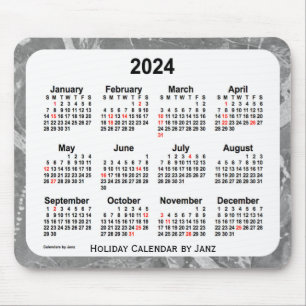Alfombrilla De Ratón Calendario de arte de vacaciones plateado 2024 por