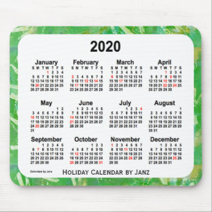 Alfombrilla De Ratón Calendario de arte de vacaciones verdes de 2020 po
