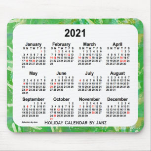 Alfombrilla De Ratón Calendario de arte de vacaciones verdes de 2021 po