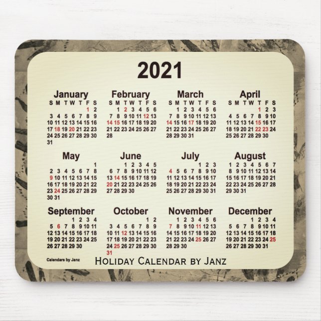 Alfombrilla De Ratón Calendario de arte navideño de la Naranja Sepia 20 (Frente)
