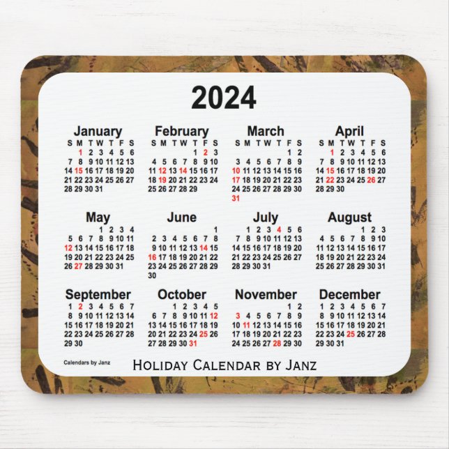 Alfombrilla De Ratón Calendario de arte navideño Naranja 2024 de Janz M (Frente)