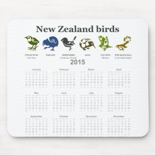 Alfombrilla De Ratón Calendario de aves de Nueva Zelanda 2015