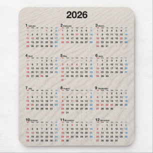 Alfombrilla De Ratón Calendario de Beach Sand 2025