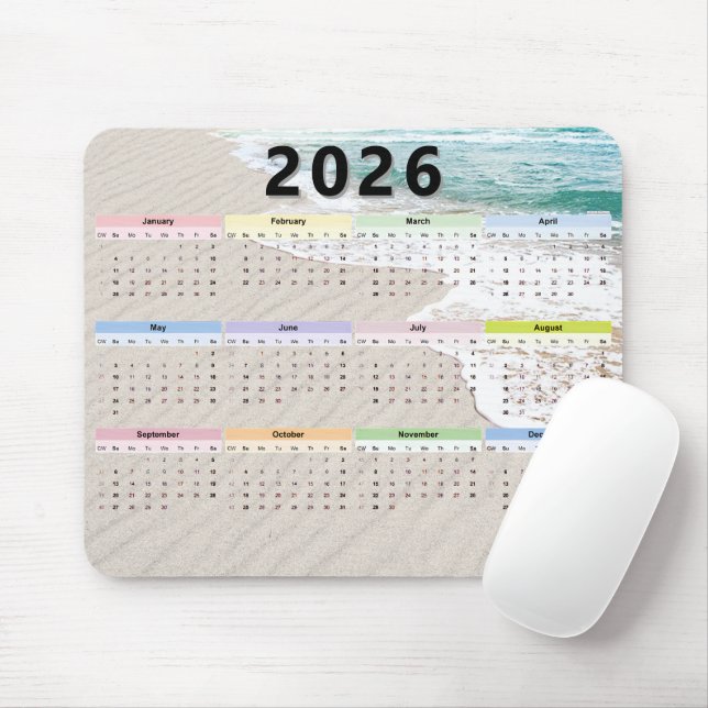 Alfombrilla De Ratón Calendario de Beach Sand 2025 (Con ratón)