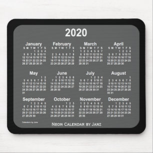Alfombrilla De Ratón Calendario de carbón negro 2020, de Janz