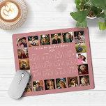 Alfombrilla De Ratón Calendario de Collage de fotos múltiple rosa de 20<br><div class="desc">🌟 Calendario Rosa 2025 Múltiple Collage de fotos Rosado Múltiple Múltiple, Pad con un calendario simple y minimalista de un año a la vista y 18 de sus fotos favoritas. Todos los colores son personalizables. ¡Hace un gran regalo para abuelos, padres, tías, tíos, padrinos y más! Póngase en contacto con...</div>