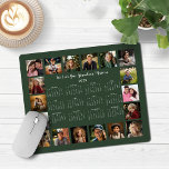 Alfombrilla De Ratón Calendario de Collage de fotos múltiple verde fore<br><div class="desc">🌟 2025 Forest Green Multiple Collage de fotos Calendar Mouse Pad con un calendario sencillo y minimalista de un año a la vista y 18 de tus fotos favoritas. Todos los colores son personalizables. ¡Hace un gran regalo para abuelos, padres, tías, tíos, padrinos y más! Póngase en contacto con nosotros...</div>