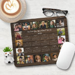 Alfombrilla De Ratón Calendario de Collages de fotos Múltiples de Mader<br><div class="desc">🌟 Calendario de Múltiples Collages de fotos Rustic Wood 2025 Mouse Pad con un calendario simple y minimalista de un año a la vista y 18 de tus fotos favoritas. Todos los colores son personalizables. ¡Hace un gran regalo para abuelos, padres, tías, tíos, padrinos y más! Póngase en contacto con...</div>